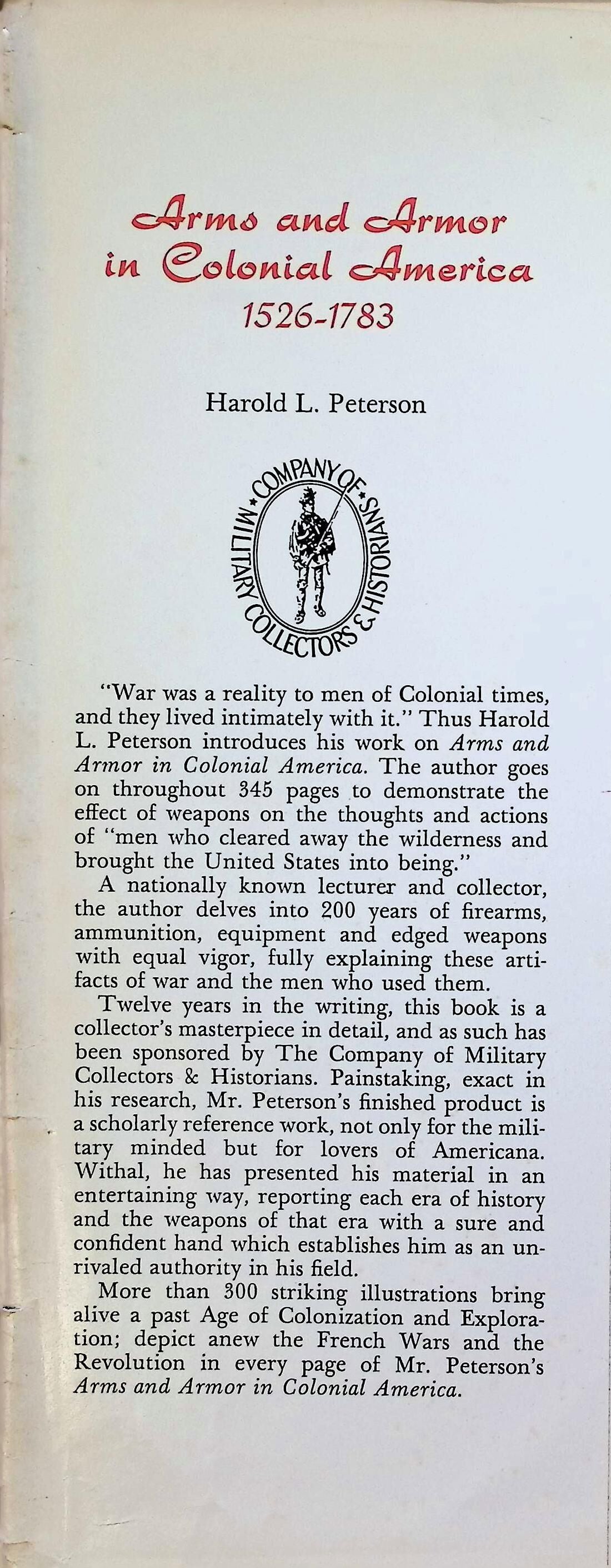 Arms and Armor in Colonial America by Harold L Peterson: 1956 First Edition Hardback