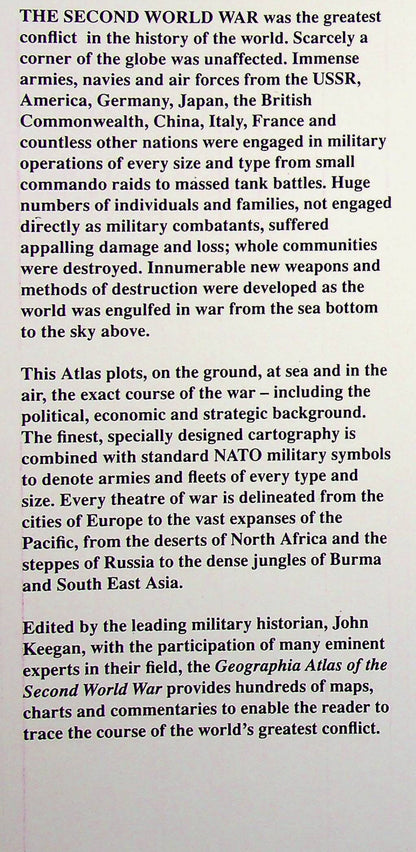Atlas of the Second World War: John Keegan 1996 Hardback Very Good