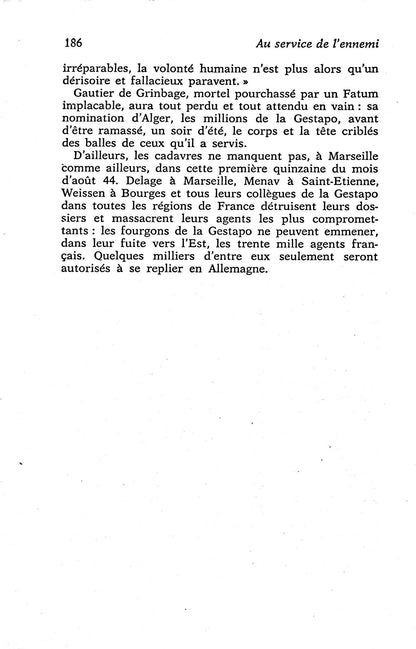 Au Service de l'Ennemi by Philippe Aziz: French Language 1972 1st Ed 22 x 14cms Paperback