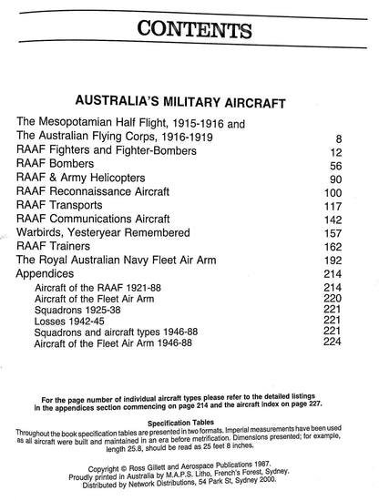 Australia's Military Aircraft by Ross Gillett: NEW 1987 First Edition Softcover Trade PB