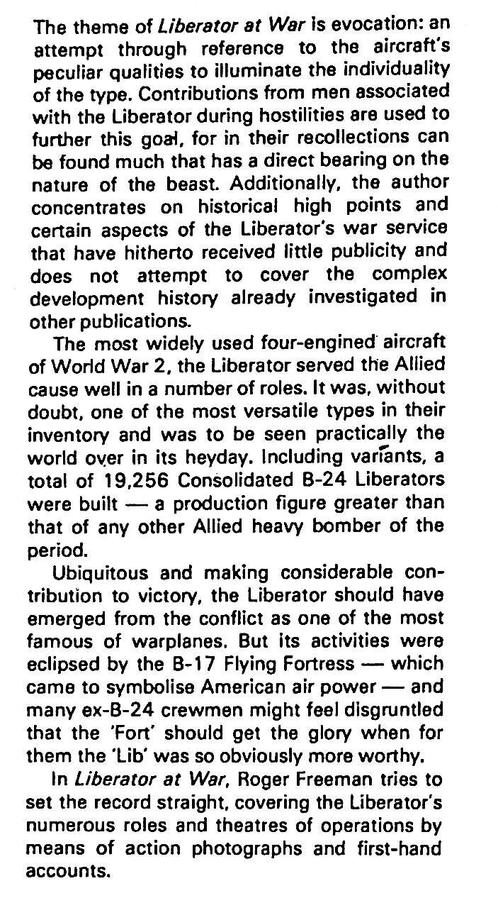 B-24 Liberator at War by Roger A Freeman: 1983 First Edition Hardback