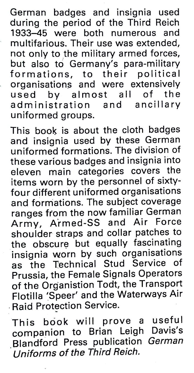 Badges & Insignia of the Third Reich: 1983 First Edition Hardback