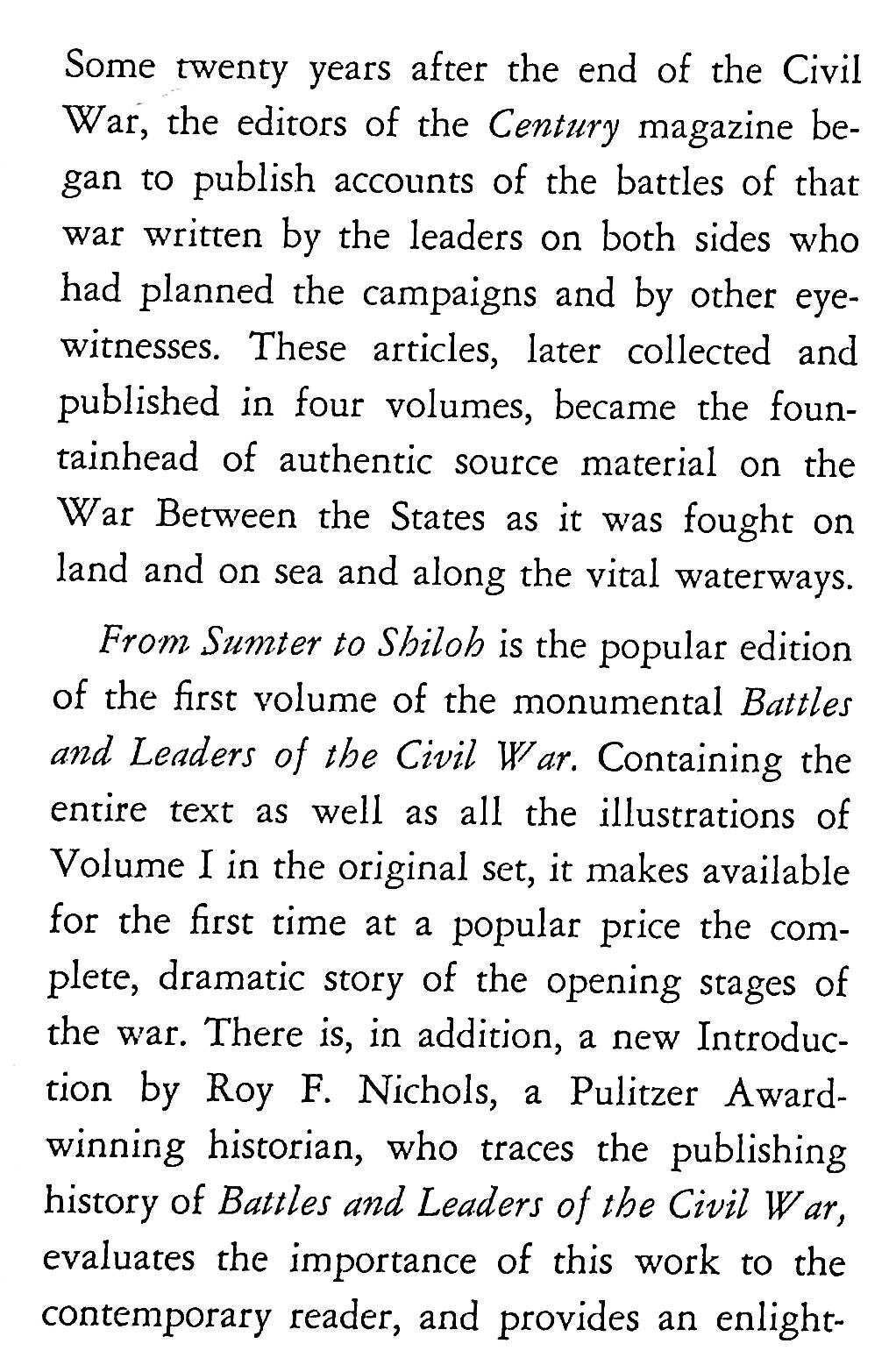 Battles and Leaders of the Civil War, Vol.I: NEW 1956 1st Edition 'From Sumter to Shiloh'