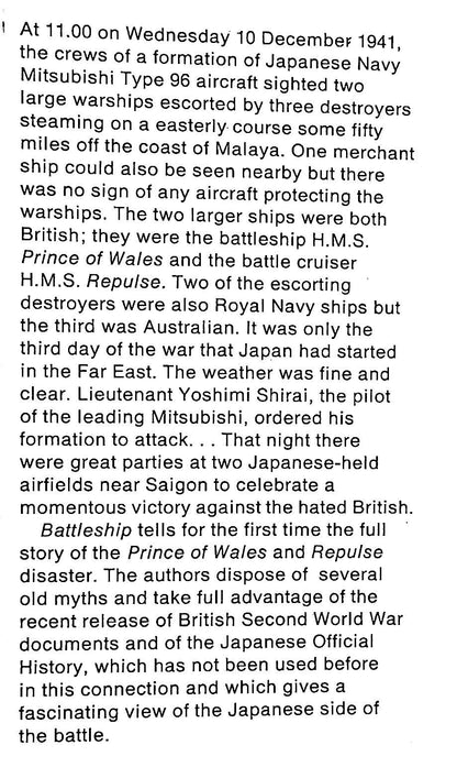 Battleship, the loss of the Prince of Wales and Repulse by Middlebrook & Mahoney, 1st Ed.