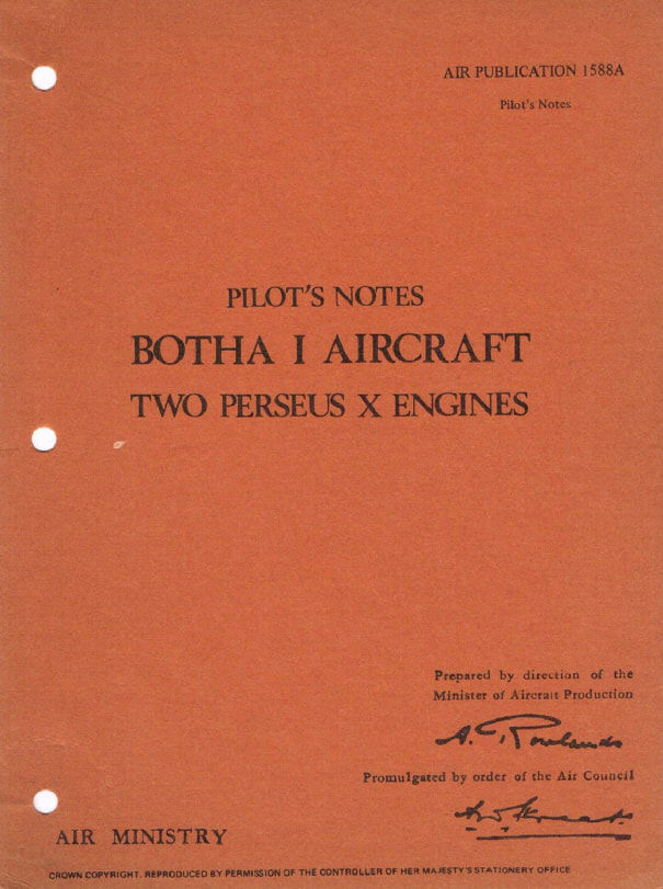 Blackburn Botha Pilots Notes: RAF Recon Torpedo Bomber/ Added Value Pack/ Download