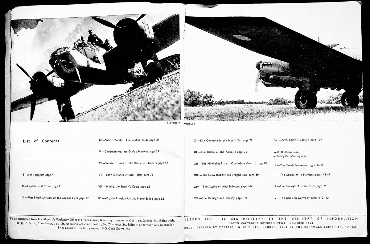 Bomber Command - The Full Story Sept, 1939 to July, 1941/ 2 Original War Office 1st Edtns.