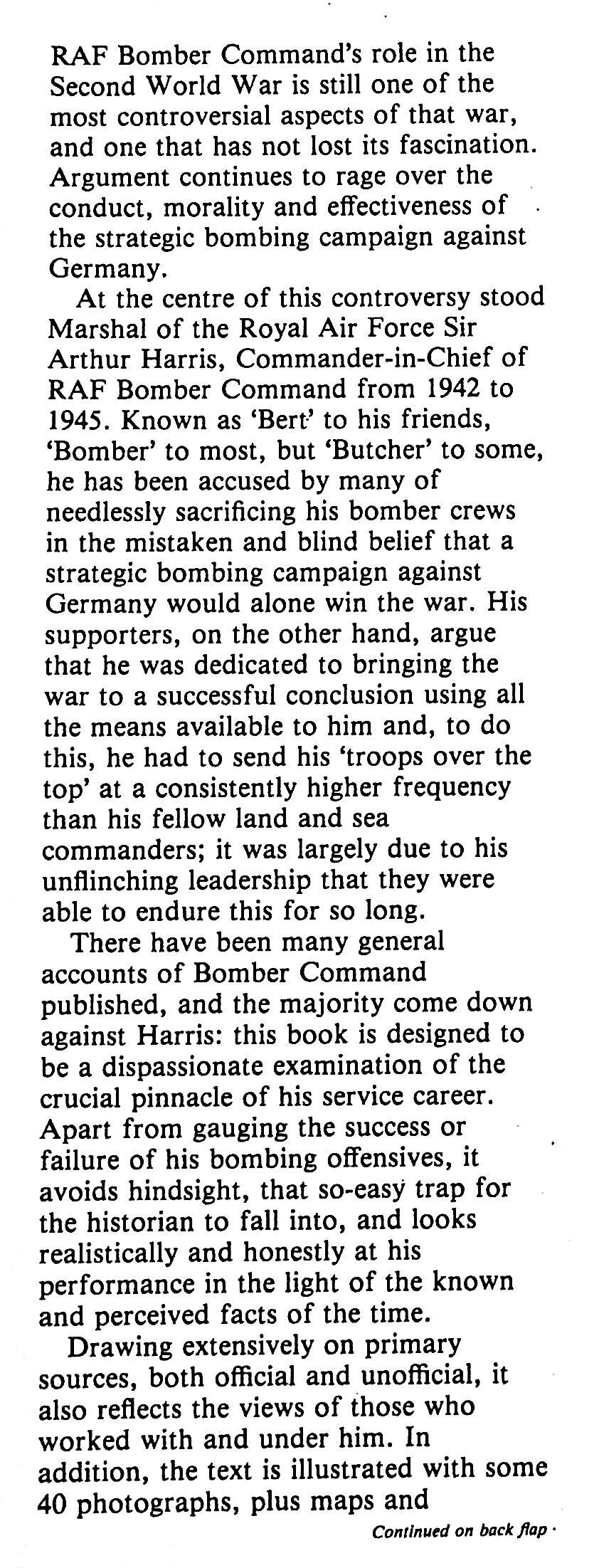Bomber Harris and the Strategic Bomber Offensive by Charles Messenger: NEW 1984 1st Ed.HB