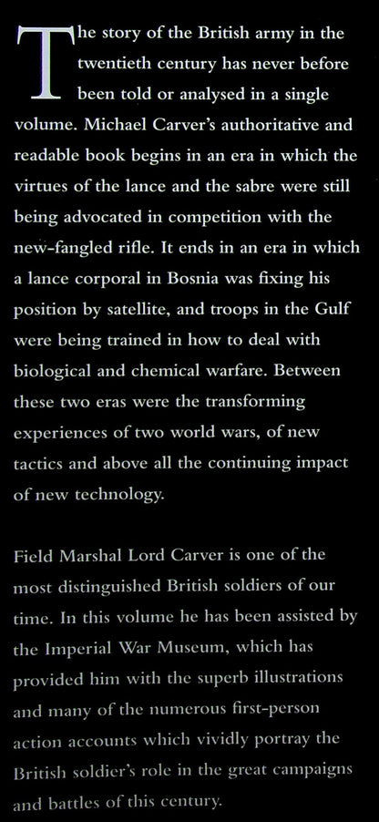 Britain's Army in the 20th Century by Field Marshal Lord Carver: NEW 1st Edition 1998 HB