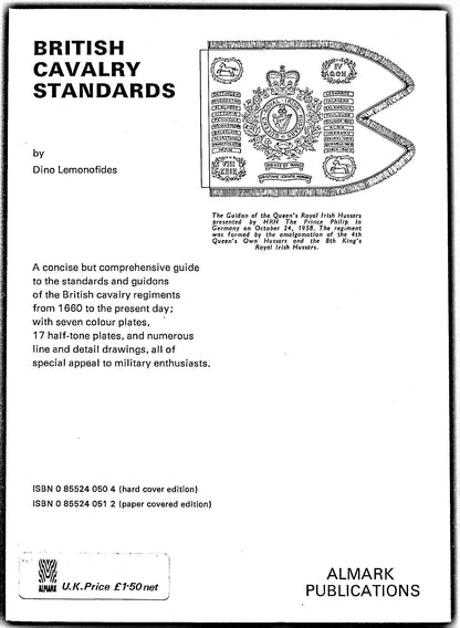 British Cavalry Standards by D.Lemonofides: 1971 First Edition Softcover Trade Paperback