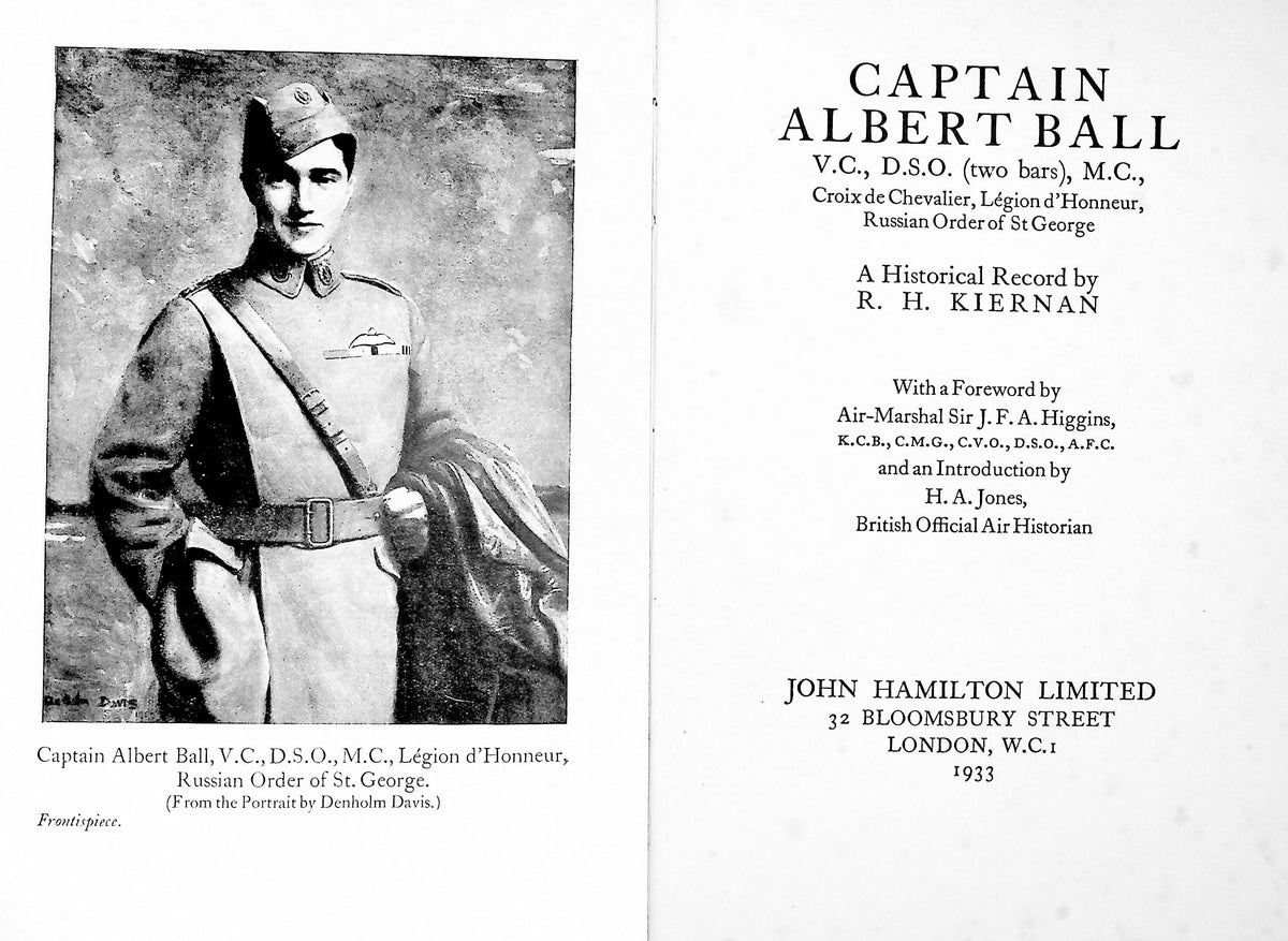 Captain Albert Ball VC, DSO (two bars), MC: 1933 First Edition Biography Good Binding Copy