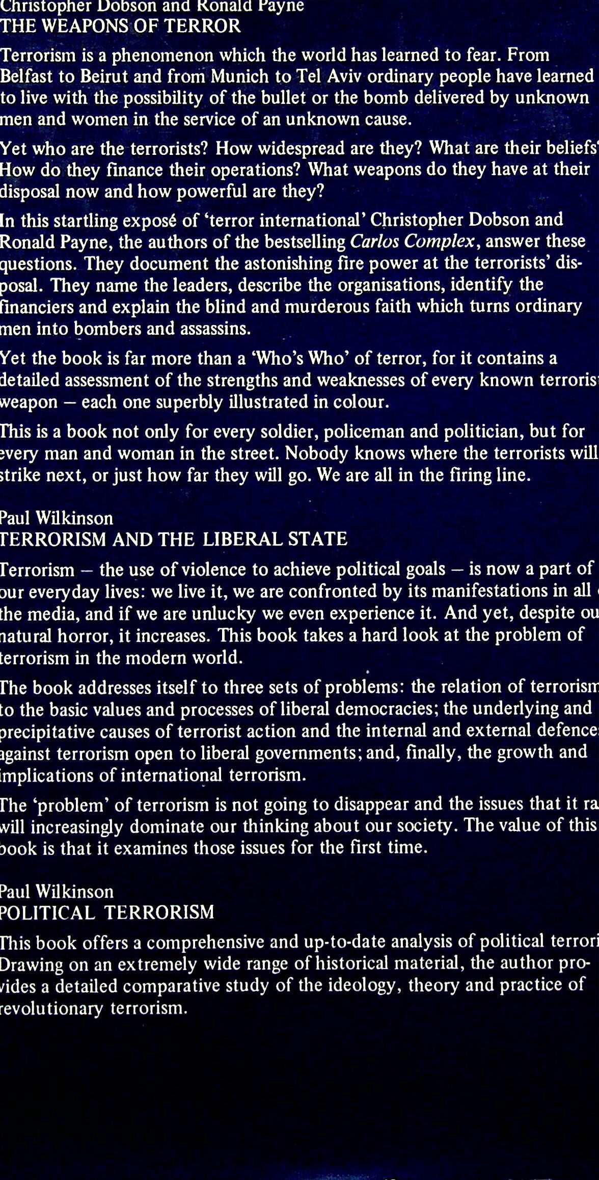 Contemporary Terror, Studies in Sub-State Violence ed. Carlton & Schaerf: NEW 1981 1st Ed