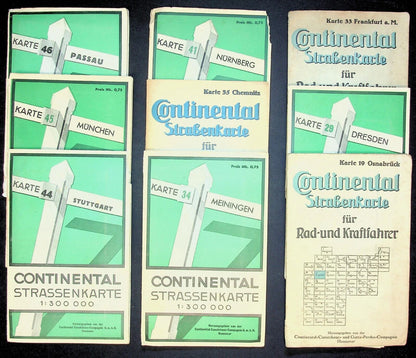 Continental Road Map Tour Atlas 1930s Selection: 9 Pre-War German City Regions