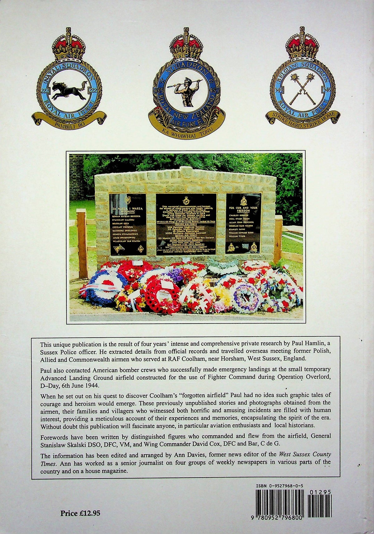 Coolham Airfield Remembered: Hamlin, Davies 1996 Signed 1st Edition Softback/ Ex