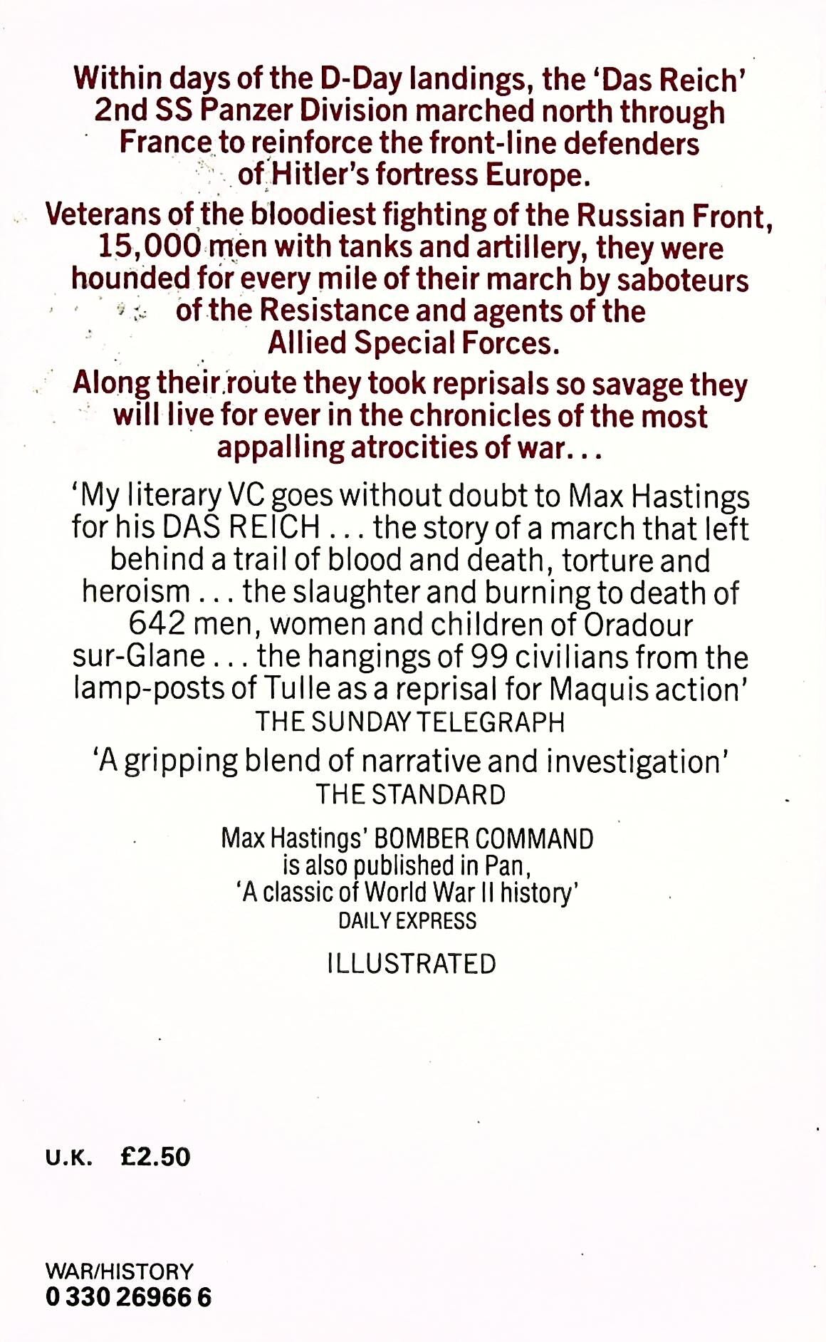 Das Reich, 22nd Panzer's March through France by Max Hastings: NEW 1983 1st Pan Paperback