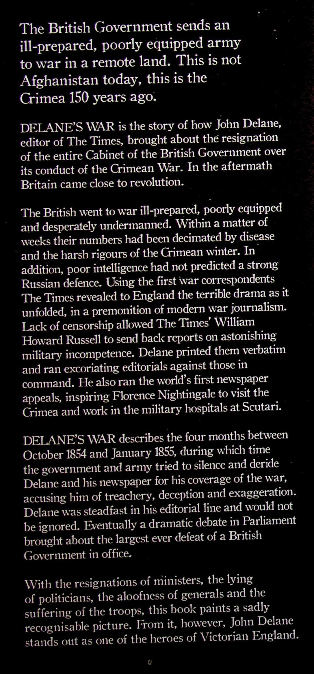 Delane's War: by Tim Coates, the Scandal of the Crimean War: 2009 1st Edition Hardback