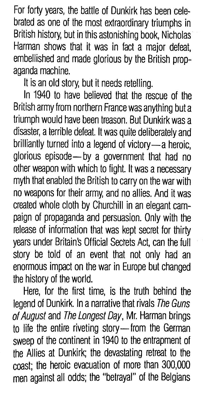 Dunkirk: The Patriotic Myth by Nicholas Harman: NEW 1980 1st Edition Hardback + DJ