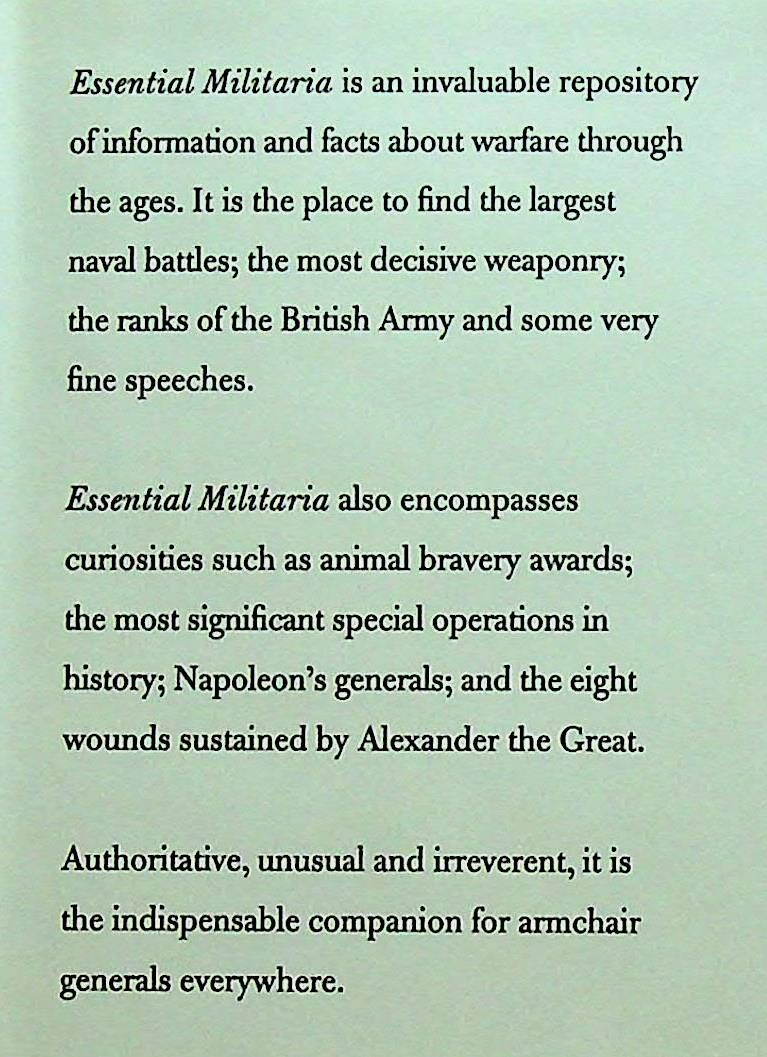 Essential Militaria by Nicholas Hobbes: 2003 First Edition Hardback with DJ