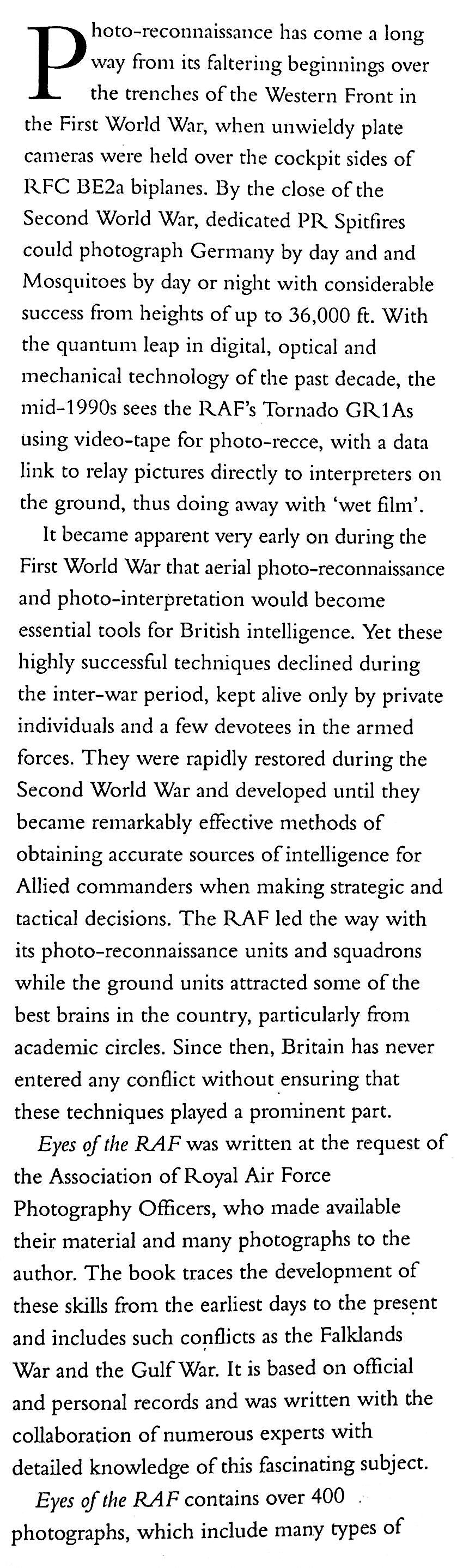 Eyes of the RAF;  A History of Photo-Reconnaissance by Roy C Nesbit: NEW 1996 First Ed HB