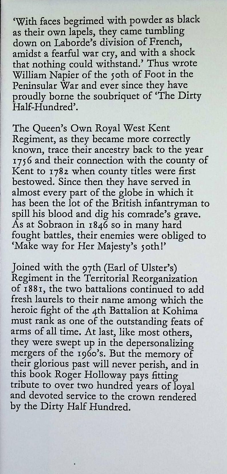 Famous Regiments; The Queen's Own Royal West Kent Regiment by Holloway: Signed 1973 1st Ed