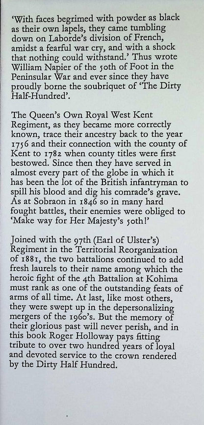 Famous Regiments; The Queen's Own Royal West Kent Regiment by Holloway: Signed 1973 1st Ed
