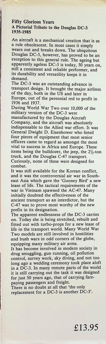 Fifty Glorious Years; A pictorial Tribute to the DC-3 by Arthur Pearcy 1985 1st edition HB