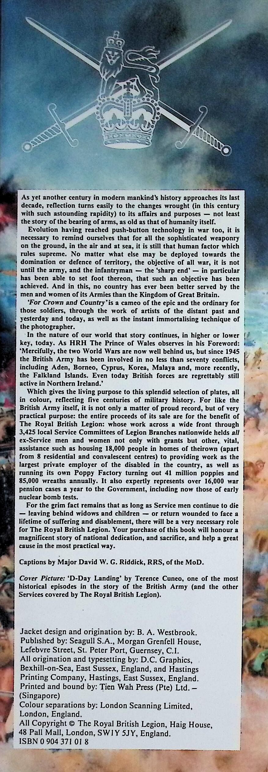 For Crown and Country by David Riddick: 1989 NEW First Edition Hardback