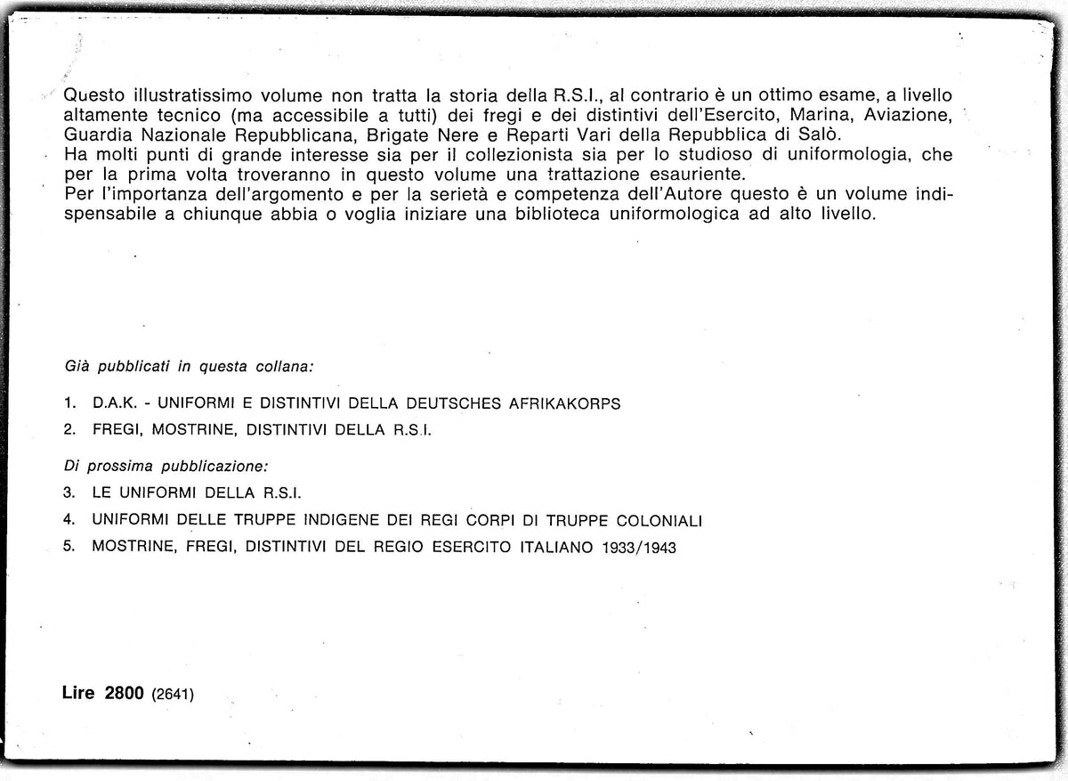Fregi Mostrine Distintivi della RSI (Friezes, Insignias & Badges of the RSI) by H.Kuchler