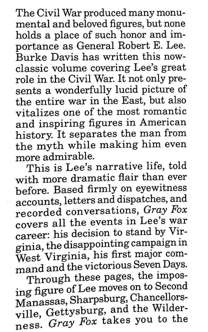 Gray Fox by Burke Davis: NEW 1981 Hardback/ The Story of General Robert E.Lee