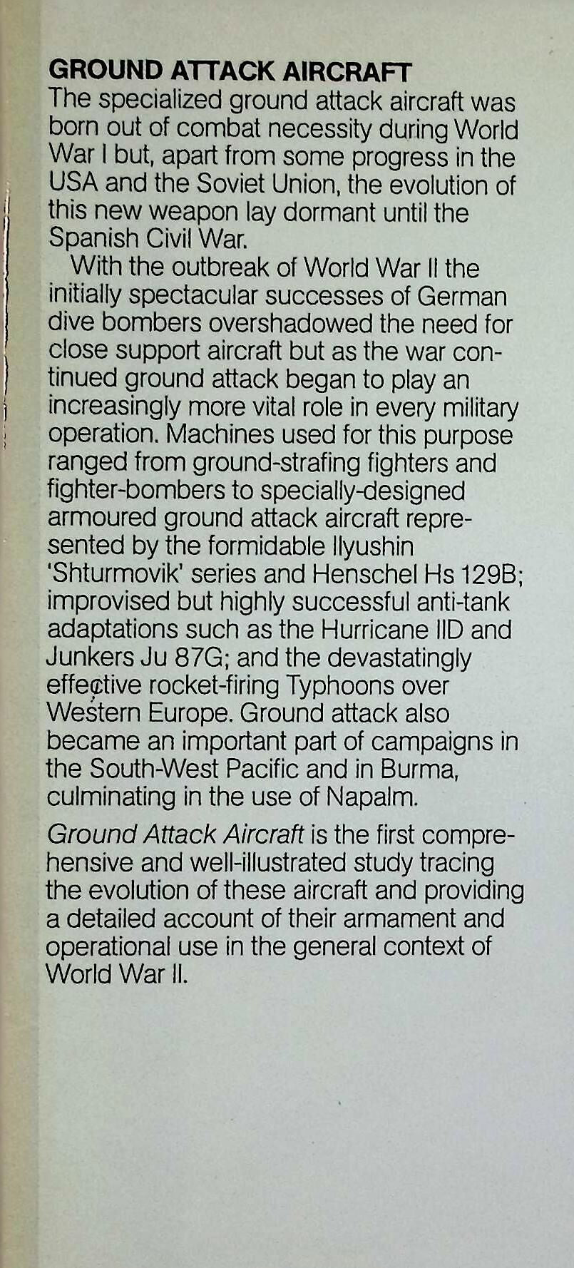 Ground Attack Aircraft of World war II: Christoper Shores 1977 1st edition hardback
