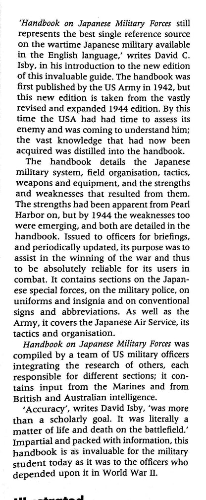 Handbook on Japanese Military Forces, US War Department, 1944: 1991 1st Reprint Edition HB