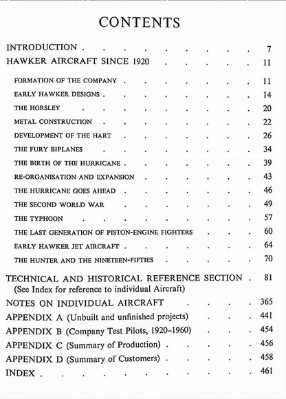Hawker Aircraft since 1920 by FK Mason: 1961 first edition Fine