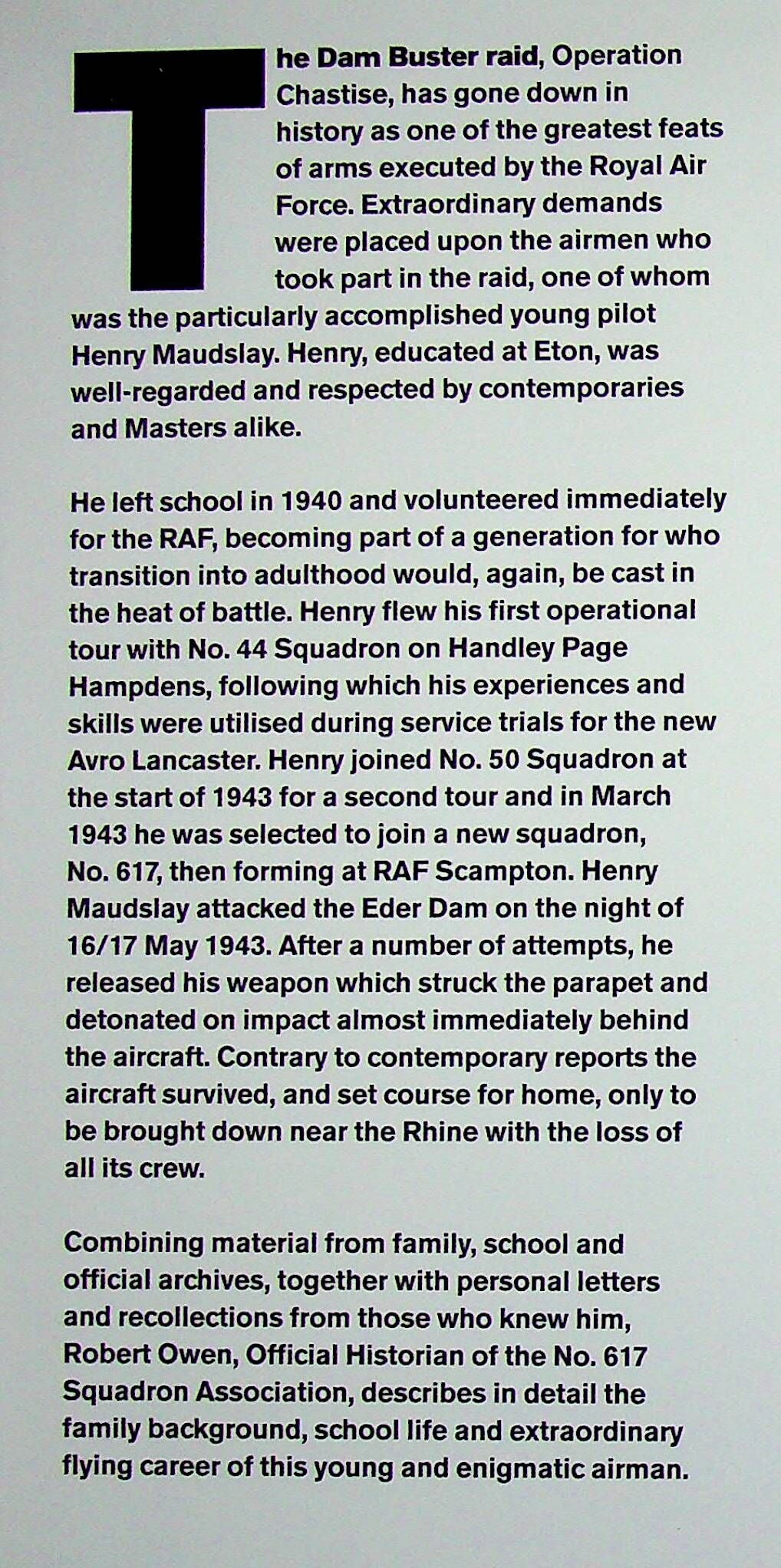 Henry Maudslay, Dam Buster by R.Owen: NEW 2014 1st Ed.HB; Biography of an RAF Hero