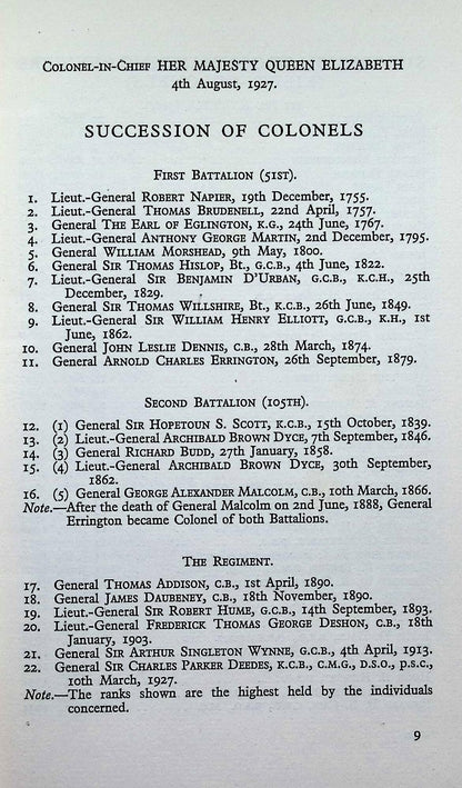 History of The K.O.Y.L.I.; Register of Officers 1755-1945 V.IV by CP Deedes: 1946 Hardback