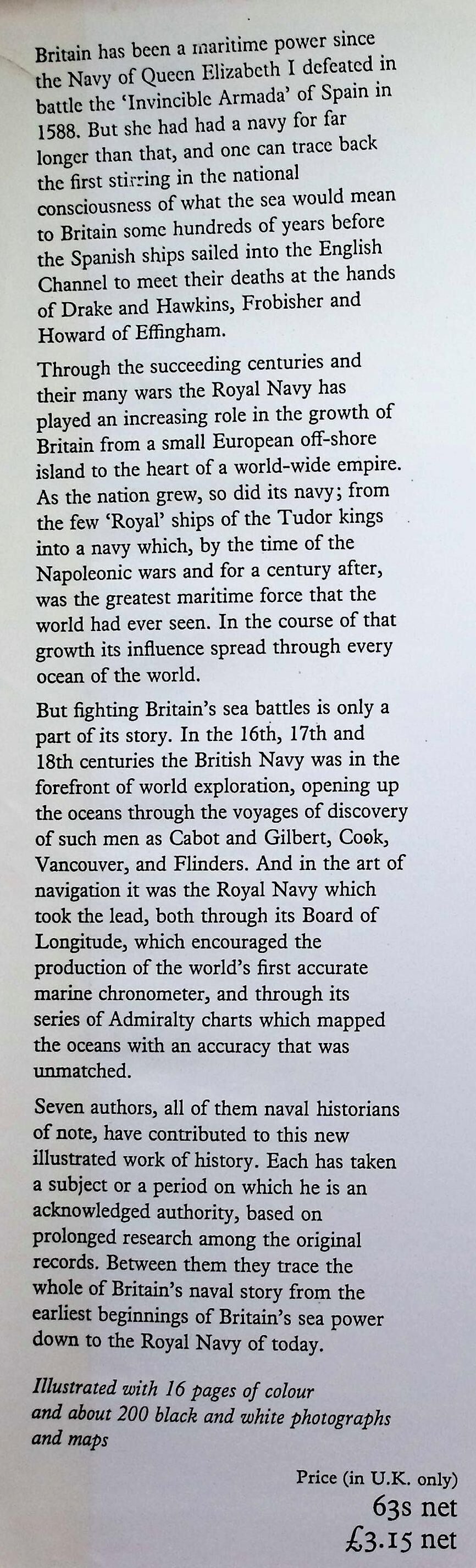 History of The Royal Navy by Peter Kemp: 1969 First Edition Hardback