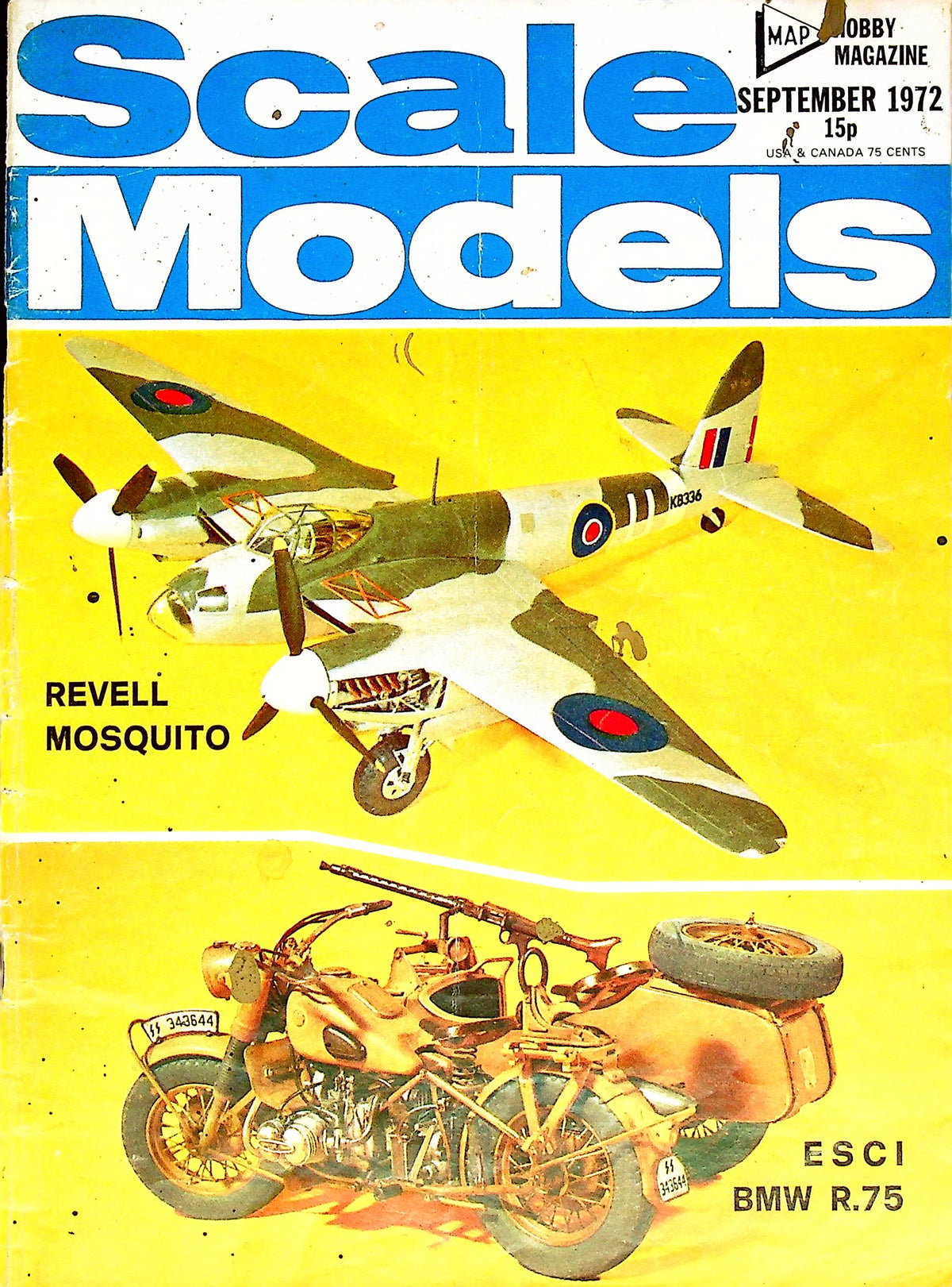 Scale Models September 1972 Vol.3 #9: BMW R.75, Mosquito, MG Midget TD Plans Pt.3, Albatros Kits, Stug III