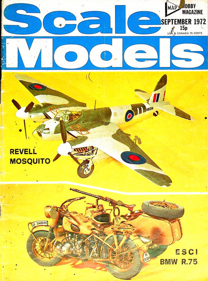 Scale Models September 1972 Vol.3 #9: BMW R.75, Mosquito, MG Midget TD Plans Pt.3, Albatros Kits, Stug III