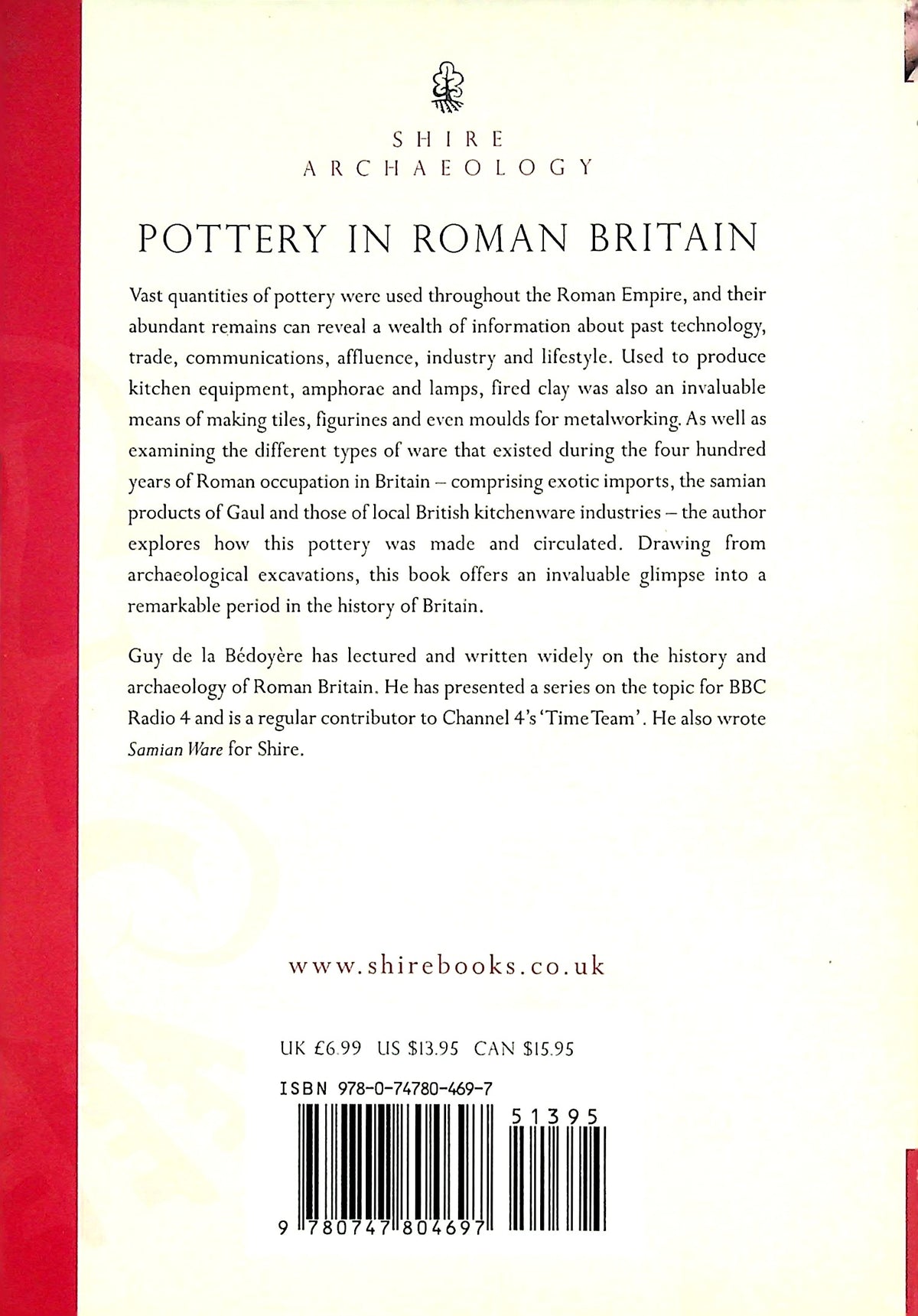 Pottery in Roman Britain by Guy de la Bedoyere: NEW 2000 1st Edition Softcover Paperback
