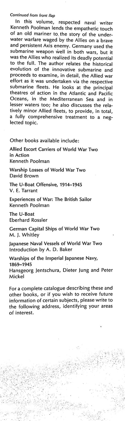 Allied Submarines of World War Two by Kenneth Poolman: NEW 1990 Large Format Hardback