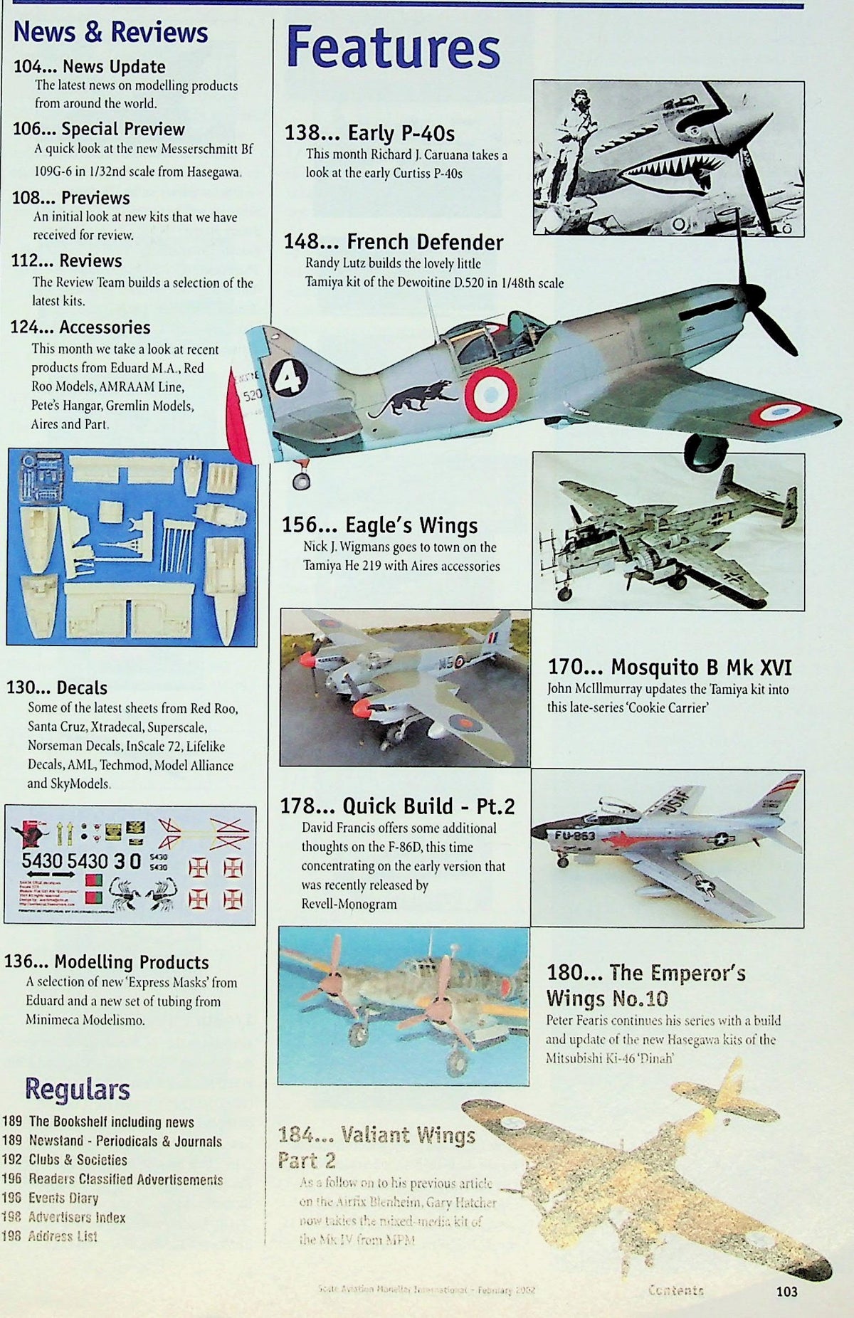 Scale Aviation Modeller International February 2002 Vol.8 #2: Fiat BR.20, Curtiss P-40, Mosquito B.XVI, Blenheim, He 219