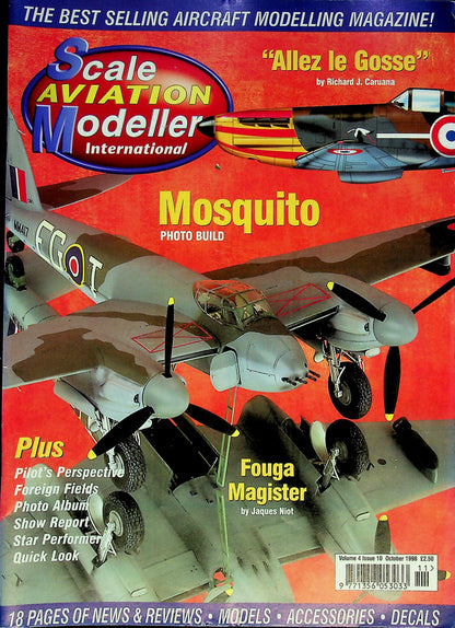 Scale Aviation Modeller International October 1998 Vol.4 #10: Fouga Magister, Aichi Val, Mosquito NF II/FB VI, Dewoitine D.520