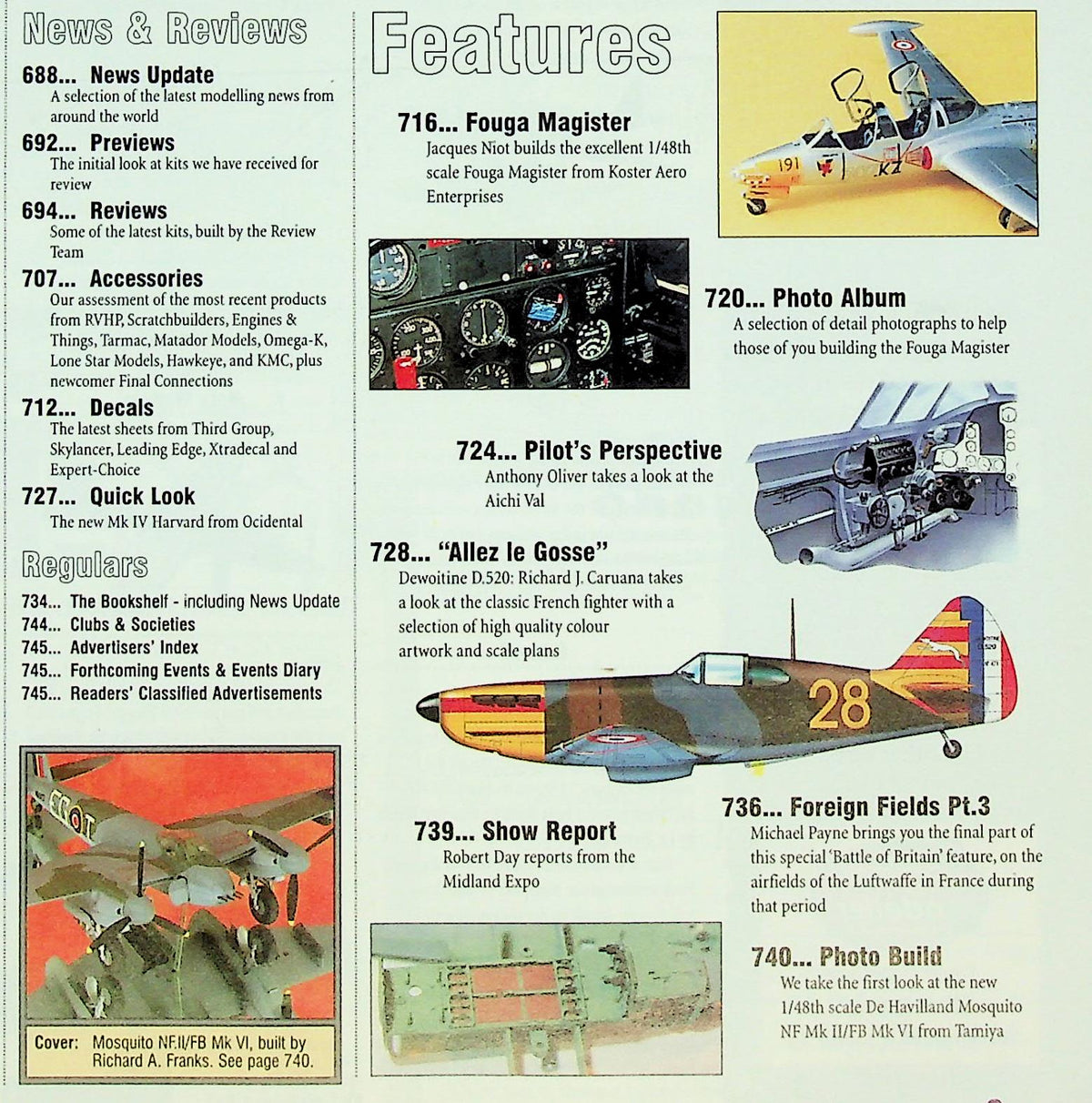 Scale Aviation Modeller International October 1998 Vol.4 #10: Fouga Magister, Aichi Val, Mosquito NF II/FB VI, Dewoitine D.520