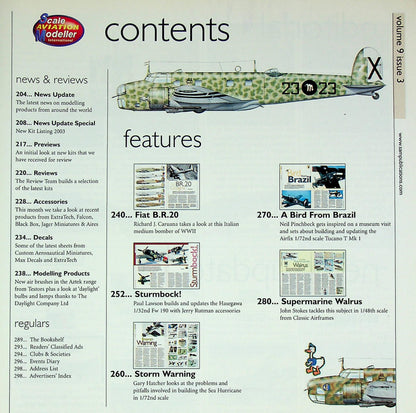 Scale Aviation Modeller International March 2003 Vol.9 #3: Fiat BR.20, Tucano.I, Sea Hurricane, Walrus