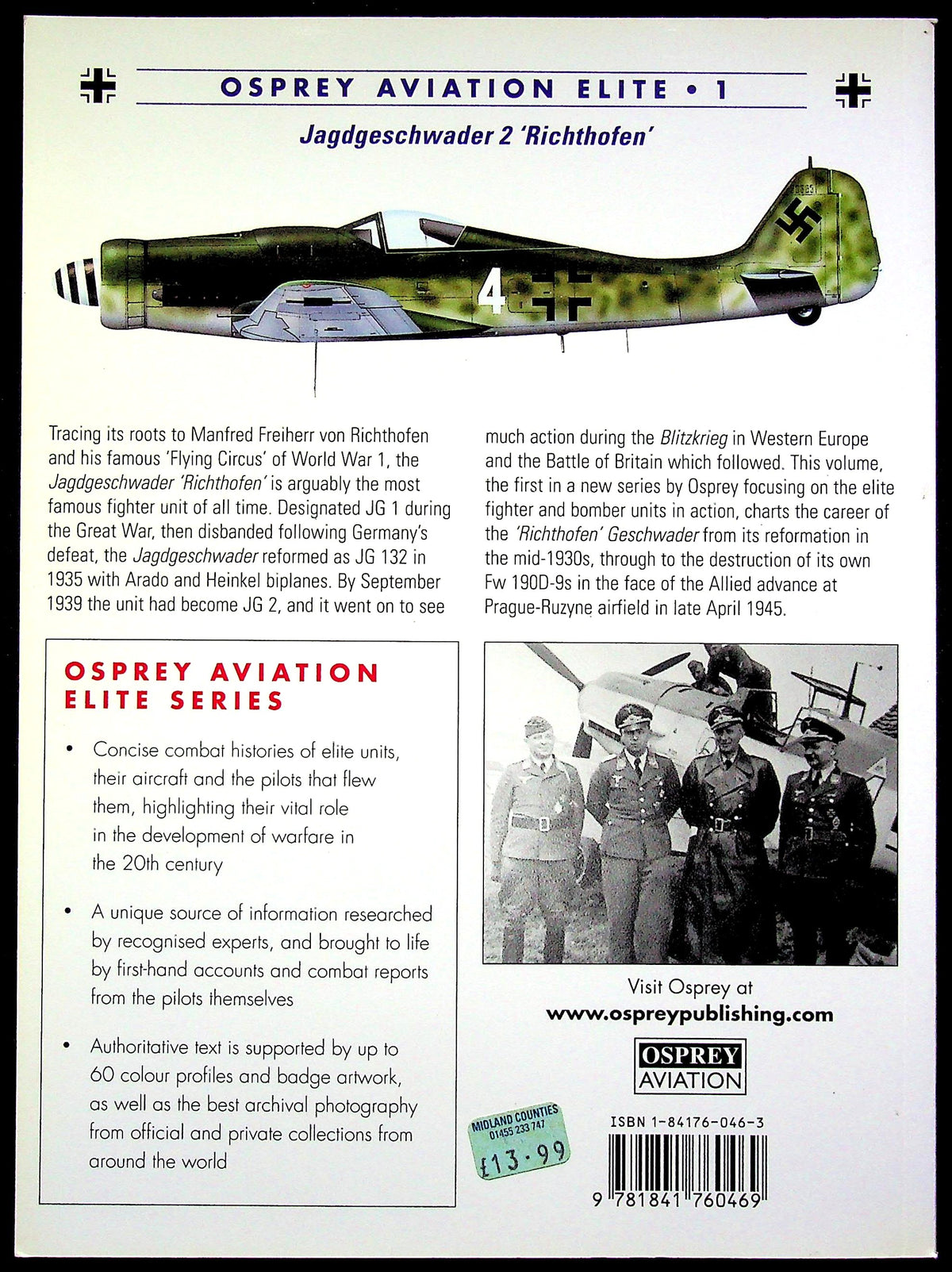 Jagdgeschwader 2, 'Richthofen' by John Weal: NEW 2000 Osprey AEU #1 'The most famous fighter unit of all time'