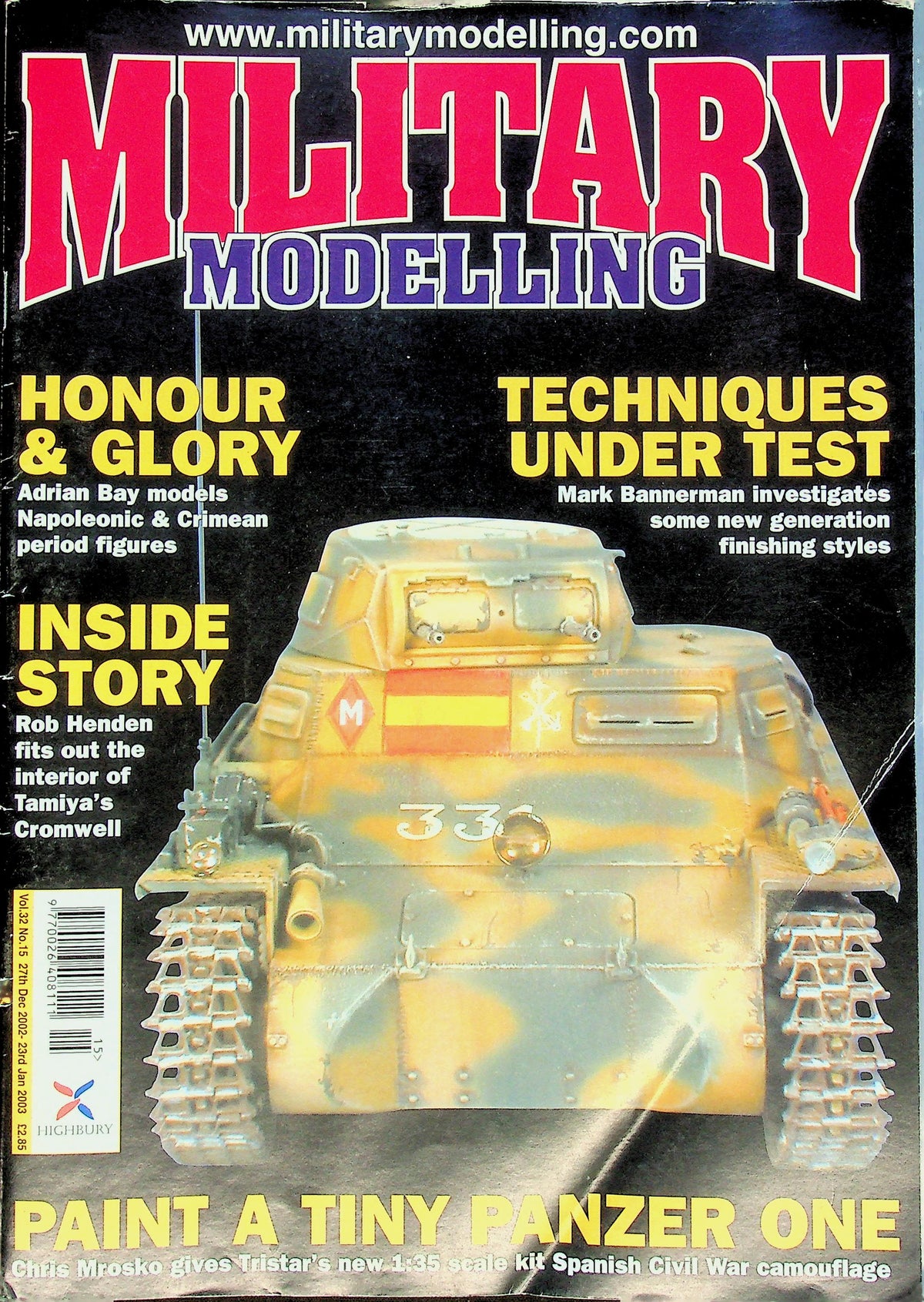 Military Modelling June 2003, Vol.32 #15:  Norfolk Reg, Cromwell, Testing Techniques, US Flamethrower, New products