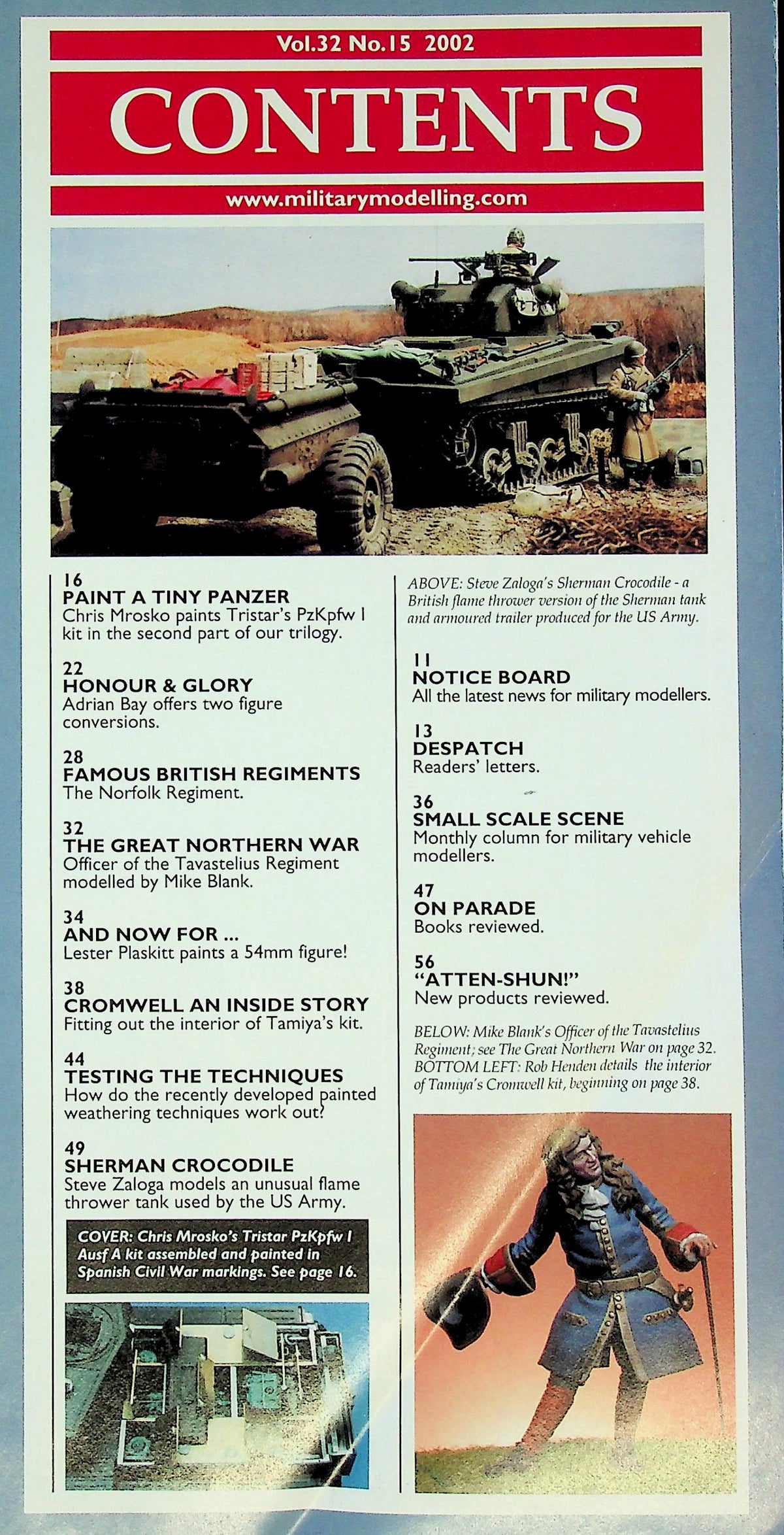 Military Modelling June 2003, Vol.32 #15:  Norfolk Reg, Cromwell, Testing Techniques, US Flamethrower, New products