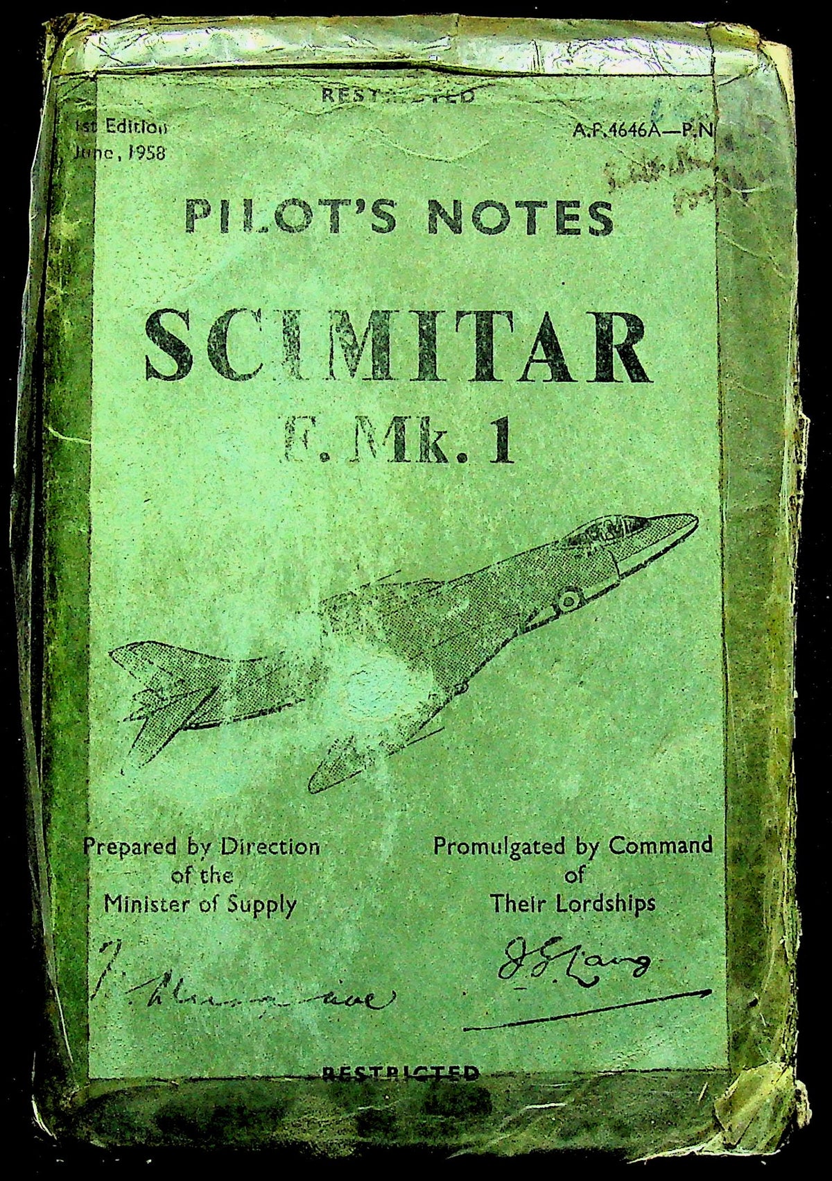 Pilot's Notes Supermarine Scimitar F.1: Original 1958 1st Edition AP 4646A, Fully Amended with 3 Sets of Illustrations