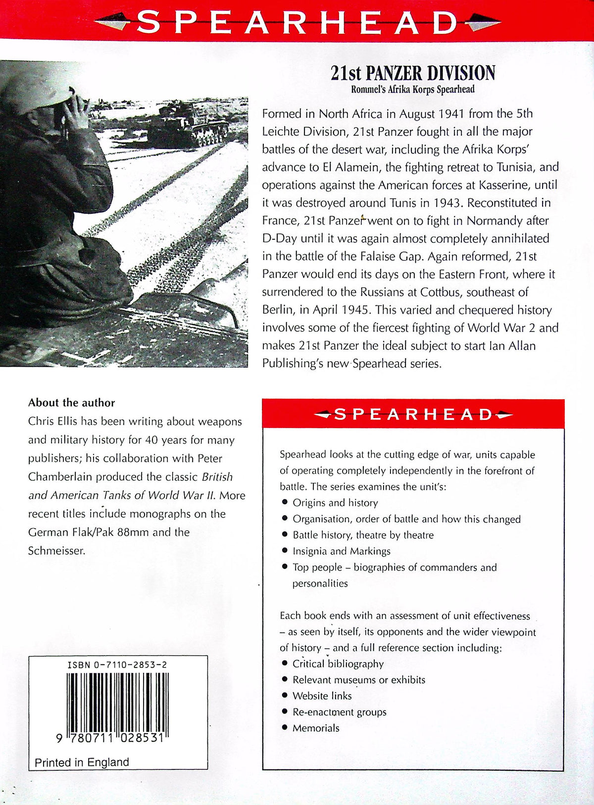 21st Panzer Division, Rommel's Afrika Korps Spearhead by Chris Ellis: NEW 2001 1st Ed. Softback