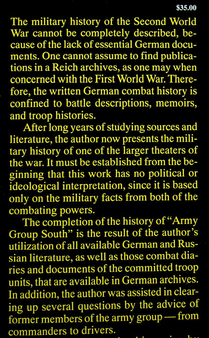 Army Group South, The Wehrmacht in Russia 1941-45 by Werner Haupt, Vol.1 of 3-part set: NEW 1998 1st Edition Hardback