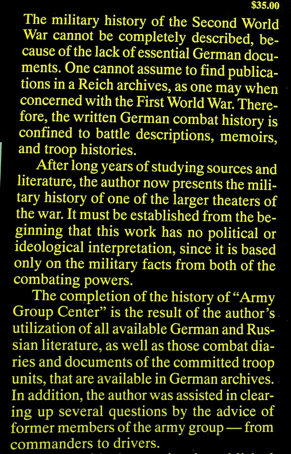 Army Group Centre, The Wehrmacht in Russia 1941-45 by Werner Haupt, Vol.3 of 3-part set: NEW 1997 1st Edition Hardback