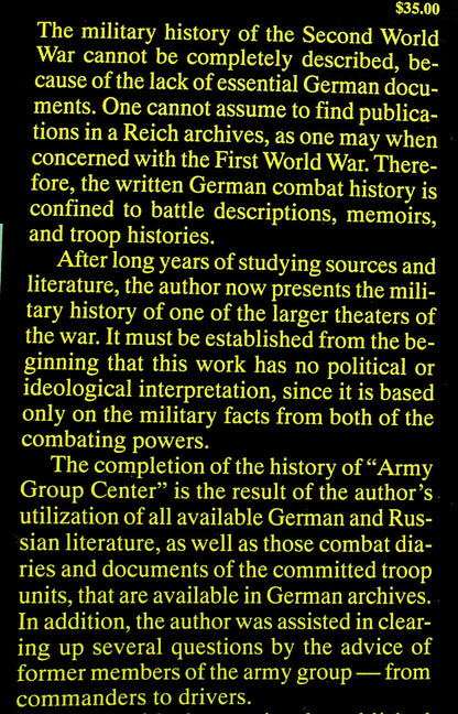 Army Group Centre, The Wehrmacht in Russia 1941-45 by Werner Haupt, Vol.3 of 3-part set: NEW 1997 1st Edition Hardback